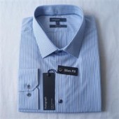 M & S Autograph Blue Stripe Regular Fit Men's L/S Office Shirt